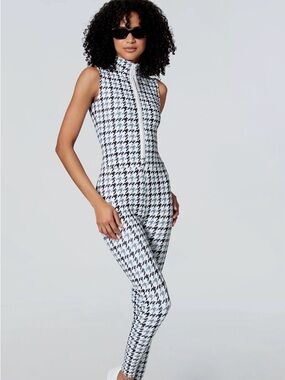 Watskin Chloe Sleeveless Catsuit in Grey Houndstooth